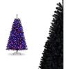 image7FT PreLit Black Christmas Tree Artificial Xmas Tree wSpooky Sounds Folding Metal Stand Hinged Halloween Tree w 380 Orange ampamp Purple LED Lights 6 Lighting Modes 1040 Branch Tips6ft