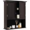 imageBathroom Wall Cabinet 2Door Over The Toilet Cabinet with Adjustable Shelf ampamp Open Storage Shelf Wall Mounted Bathroom Cabinet Hanging Medicine Cabinet for Living Room Entryway EspressoEspresso