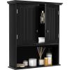 imageBathroom Wall Cabinet 2Door Over The Toilet Cabinet with Adjustable Shelf ampamp Open Storage Shelf Wall Mounted Bathroom Cabinet Hanging Medicine Cabinet for Living Room Entryway EspressoBlack
