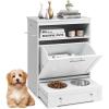 imageDog Feeding Station with Double Bowls Large Pull Out Dog Feeder ampamp Food Storage BrownWhite