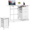 imageFolding Computer Desk with 6 Wheels 415quot Modern Steel Collapsible Home Office Desk with 3 Storage Drawers Portable Writing Laptop Desk for Bedroom Study Small Space Home Office White