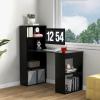 imageGRAFFY Computer Desk with 6 Storage Shelves  48quot Reversible Writing Desk Workstation with Bookshelf and CPU Stand Modern Compact Office Desk for Bedroom Study Home Office BlackBlack