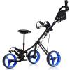 imageGRAFFY Golf Push Cart with Seat 3 Wheel Golf Pull Cart with HeightAdjustable Handle Lightweight Folding Golf Trolley with Scoreboard Bag Foot Brake Cup ampamp Umbrella HolderNavy