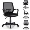 imageGRAFFY Office Desk Chair 300 LBS Rolling Mesh Computer Chair wCushioned Seat Adjustable Height Lumbar Arm Support Mid Back Swivel Black