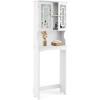 imageGRAFFY Over The Toilet Storage Cabinet Bathroom Space Saver Stands with Adjustable Shelf Open Storage Shelf ampamp Double Doors Freestanding Toilet Organizer Wooden Above Toilet Rack White WhiteWhite