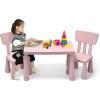 imageKids Table and Chairs2 Chairs Included 3 Piece Lightweight Plastic Children Activity Table for Preschool Kindergarten Playroom Easy Clean Toddler Furniture Set for Ages 17 PinkPink