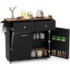 imageKitchen Island with Storage 42D Mobile Breakfast Bar Table wDrop Leaf TowelSpice Rack 2 Drawers ampamp Storage Cabinet Large Rolling Kitchen Cart with Trash Can Cabinet White ampamp NaturalBlack  Natural