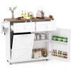 imageKitchen Island with Storage 42D Mobile Breakfast Bar Table wDrop Leaf TowelSpice Rack 2 Drawers ampamp Storage Cabinet Large Rolling Kitchen Cart with Trash Can Cabinet White ampamp NaturalWhite  Natural