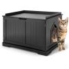 imageLitter Box Enclosure Wooden Litter Box Furniture wDouble Doors ampamp Removable Divider Hidden Cat Washroom Storage Bench for Large Cat Kitty Cat Cabinet for Bedroom Living Room BlackBlack