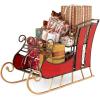imageMetal Santa Sleigh Christmas Santa Sleigh Basket w 2Tier Storage Shelf Big Loading Area for Gifts Reindeer Outdoor Decoration for Indoor Holiday Decor Lawn Yard Home Pets Trailer PartyClassic
