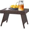 imageOutdoor Rattan Side Table Folding Wicker Coffee Table with Rattan and Steel Frame All Weather Leisure Wicker End Table for Patio Poolside Courtyard Lawn Garden Mixed BrownMixed Brown