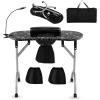 imagePortable Manicure Table Foldable Nail Desk wElectric Residue Collector Bendable LED Lamp Removable Armrest Pad Lockable Wheels Foldable Nail Table wCarry Bag for Home Salon WhiteBlack