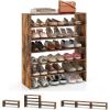 imageStackable 6Tier Shoe Rack 31 Wide Freestanding Shoe Stand with AntiTipping Device SpaceSaving Shoe Storage for 18 Pairs 3in1 Shoe Shelf Organizer for Closet Entryway Hallway WhiteRustic Brown