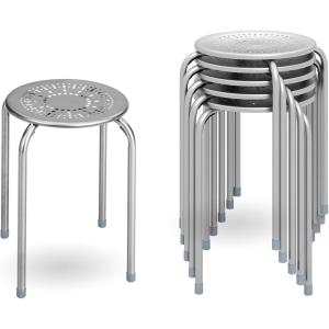 image175quot Classroom Stools Set of 6 Steel Stools for School Elementary Kids Stools wDaisy Design Stackable Stools for Classroom Home Office Outdoors Garden GrayGrey