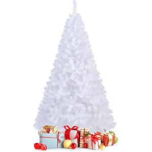 image6 FT White Christmas Tree Xmas Pine Tree Artificial Christmas Tree with Solid Sturdy Metal Stand Legs for Home Office Party Festival Holiday Decorations with 650 Tips Easy Assembly6ft