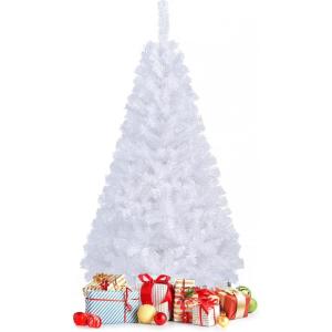image6 FT White Christmas Tree Xmas Pine Tree Artificial Christmas Tree with Solid Sturdy Metal Stand Legs for Home Office Party Festival Holiday Decorations with 650 Tips Easy Assembly4ft 11in