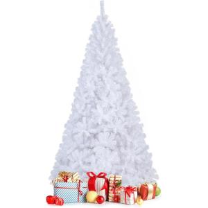 image6 FT White Christmas Tree Xmas Pine Tree Artificial Christmas Tree with Solid Sturdy Metal Stand Legs for Home Office Party Festival Holiday Decorations with 650 Tips Easy Assembly8ft