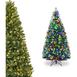 imageDual Color Change 5 FT PreLit Artificial Christmas Tree 150 LED Lights 600 PVC Branch Tips Metal Stand 11 Color Modes FireResistant Hinged Xmas Tree for Home Holiday Party7ft