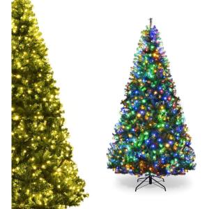 imageDual Color Change 5 FT PreLit Artificial Christmas Tree 150 LED Lights 600 PVC Branch Tips Metal Stand 11 Color Modes FireResistant Hinged Xmas Tree for Home Holiday Party8ft
