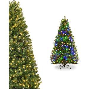 imageDual Color Change 5 FT PreLit Artificial Christmas Tree 150 LED Lights 600 PVC Branch Tips Metal Stand 11 Color Modes FireResistant Hinged Xmas Tree for Home Holiday Party5ft