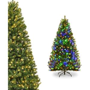 imageDual Color Change 5 FT PreLit Artificial Christmas Tree 150 LED Lights 600 PVC Branch Tips Metal Stand 11 Color Modes FireResistant Hinged Xmas Tree for Home Holiday Party6ft