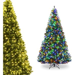 imageDual Color Change 5 FT PreLit Artificial Christmas Tree 150 LED Lights 600 PVC Branch Tips Metal Stand 11 Color Modes FireResistant Hinged Xmas Tree for Home Holiday Party9ft