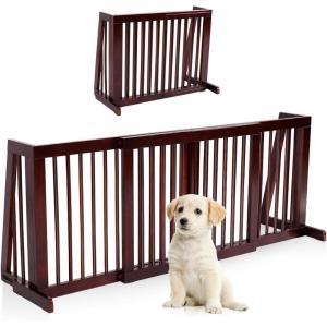 imageFree Standing Dog Gate 2880 Expandable Indoor Dog Fence Stand Alone Safety Pet Gate for Small to Medium Sized Dogs Extra Wide Pet Barrier Step Over Dog Gate for Stairs Entrance Doorways