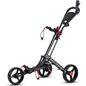 imageGRAFFY Golf Push Cart 3 Wheels Folding Golf Trolley with with Foot Brake Umbrella ampamp Tee Holder Lightweight Pushcart with Adjustable Handle Aluminum Collapsible Golf Pull Cart