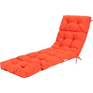 imageGRAFFY Patio Chaise Lounge Cushion 72quot x 22quot x 4quot Lounge Chair Cushion Tufted Lounger Cushion with 4 String Ties Thickened OilProof for Terrace Poolside Outdoor Indoor GreyOrange