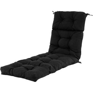imageGRAFFY Patio Chaise Lounge Cushion 72quot x 22quot x 4quot Lounge Chair Cushion Tufted Lounger Cushion with 4 String Ties Thickened OilProof for Terrace Poolside Outdoor Indoor GreyBlack