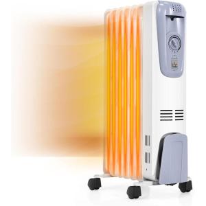 imageOil Filled Radiator Heater 1500W Electric Space Heater with Adjustable Thermostat 3 Heat Settings 7 Fins Overheat ampamp TipOver Protection Portable Room Heater Oil Heaters for Indoor Use