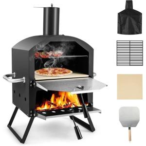 imagePizza Oven 2Tier Mini Pizza Maker Countertop with 12quot Pizza Stone Removable Cooking Rack ampamp Folding Legs Stainless Steel Pizza Oven Outdoor ampamp Indoor Use for Home Camping BBQ