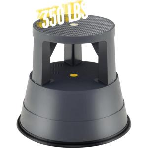 imageRolling Step Stool Kick Stool Holds up to 350 lbs Round Library Stool wNonSlip Platform ampamp Retractable Casters Step Stool with Wheels Ideal for Kitchen Library Office Gray