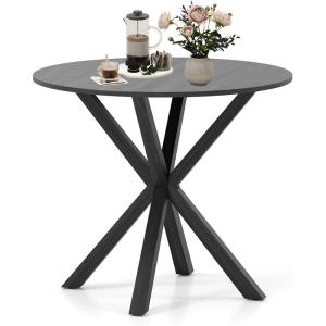 imageRound Dining Table 36 Vintage Coffee Table for 24 Mid Century Farmhouse Table with Pedestal Base ampamp Solid Wood Legs Walnut Wood Kitchen Table for Small Space Home Office Living RoomBlack