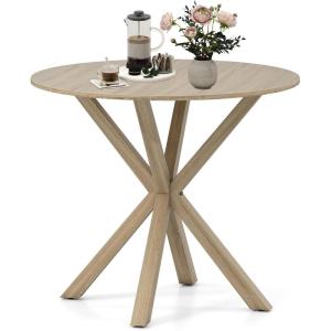 imageRound Dining Table 36 Vintage Coffee Table for 24 Mid Century Farmhouse Table with Pedestal Base ampamp Solid Wood Legs Walnut Wood Kitchen Table for Small Space Home Office Living RoomOak