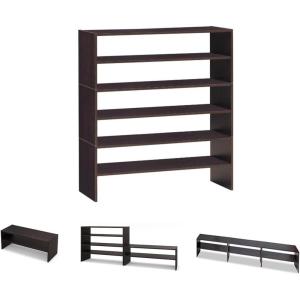 imageStackable 6Tier Shoe Rack 31 Wide Freestanding Shoe Stand with AntiTipping Device SpaceSaving Shoe Storage for 18 Pairs 3in1 Shoe Shelf Organizer for Closet Entryway Hallway WhiteBrown