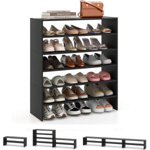 imageStackable 6Tier Shoe Rack 31 Wide Freestanding Shoe Stand with AntiTipping Device SpaceSaving Shoe Storage for 18 Pairs 3in1 Shoe Shelf Organizer for Closet Entryway Hallway WhiteBlack
