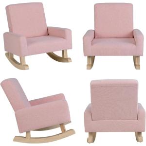 imageToddler Rocking Chair Kids Rocker Furniture with Comfy Thick Cushion ampamp Solid Wood Base Nursery Armchair Sofa for Bedroom Baby Room Suitable for 35 Years Old BluePink