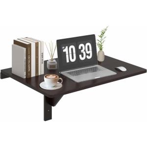 imageWallMounted Desk 315quot x 235quot Dual Folding Workbench DropLeaf Foldable Table SpaceSaving Folding Desk for Small Spaces Kitchen Laundry Room Home Office WhiteCoffee