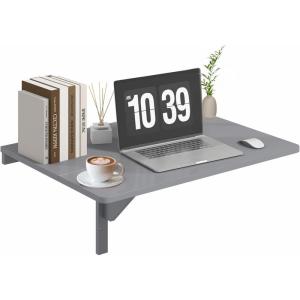 imageWallMounted Desk 315quot x 235quot Dual Folding Workbench DropLeaf Foldable Table SpaceSaving Folding Desk for Small Spaces Kitchen Laundry Room Home Office WhiteGrey