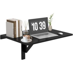 imageWallMounted Desk 315quot x 235quot Dual Folding Workbench DropLeaf Foldable Table SpaceSaving Folding Desk for Small Spaces Kitchen Laundry Room Home Office WhiteBlack