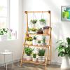 imageGRAFFY 3Tier Hanging Plant Stand Wooden Folding Plant Organizer w3 Display Racks ampamp Adjustable Hanging Bar Plant Flower Rack for Balcony Patio Garden Bathroom Home Office