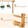 imageGRAFFY 3Tier Hanging Plant Stand Wooden Folding Plant Organizer w3 Display Racks ampamp Adjustable Hanging Bar Plant Flower Rack for Balcony Patio Garden Bathroom Home Office