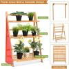 imageGRAFFY 3Tier Hanging Plant Stand Wooden Folding Plant Organizer w3 Display Racks ampamp Adjustable Hanging Bar Plant Flower Rack for Balcony Patio Garden Bathroom Home Office
