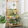 imageGRAFFY 3Tier Hanging Plant Stand Wooden Folding Plant Organizer w3 Display Racks ampamp Adjustable Hanging Bar Plant Flower Rack for Balcony Patio Garden Bathroom Home Office