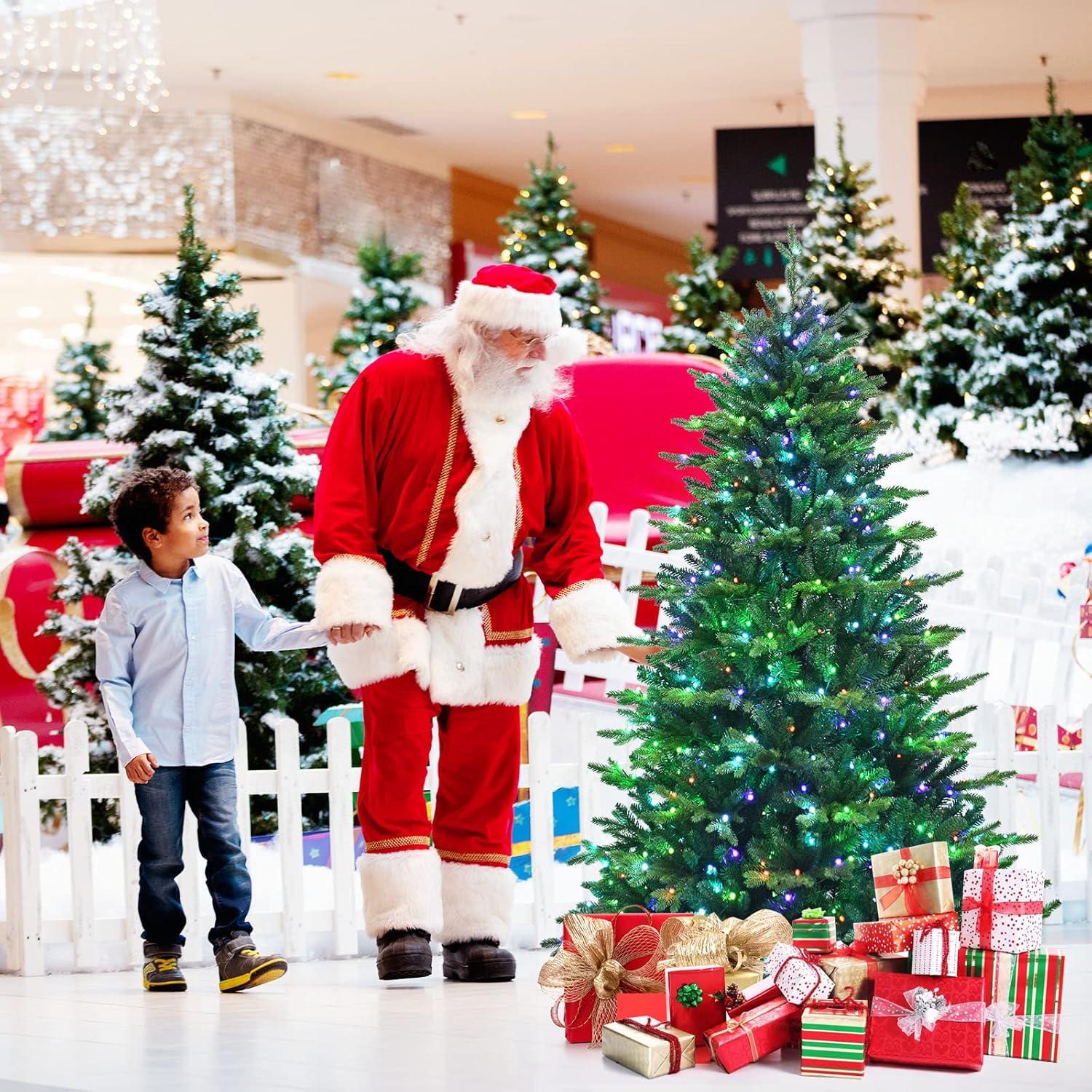 imagePrelit Artificial Christmas Tree 7FT 1740 Mixed Branch Tips with 540 LED Lights Color Control Changing Hinged Decoration Tree for Holiday Festival ampamp Party 7FT6ft