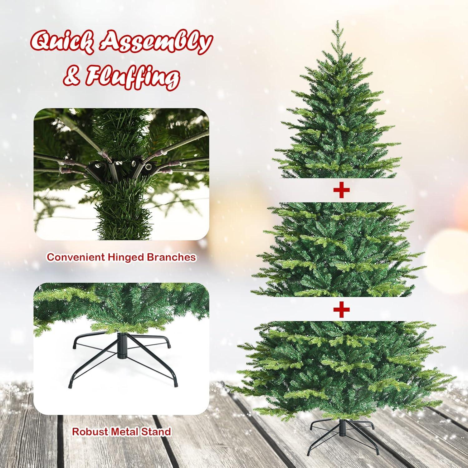 imagePrelit Artificial Christmas Tree 7FT 1740 Mixed Branch Tips with 540 LED Lights Color Control Changing Hinged Decoration Tree for Holiday Festival ampamp Party 7FT6ft