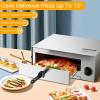 image12 Commercial Electric Pizza Oven Steel Pizza Maker with AntiSkid Foot Pads ampamp Insulated Handle Balance Heating Bakery Oven with Timer Suits for Both Home ampamp Commercial Use Sliver