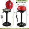image1600W Electric Grill Outdoor 15Serving Freestanding Camping Grill wRemovable NonStick Grilling Rack Oil Drip Tray Temperature Adjustable Portable BBQ Grill for Patio Backyard RedRed