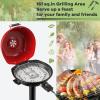 image1600W Electric Grill Outdoor 15Serving Freestanding Camping Grill wRemovable NonStick Grilling Rack Oil Drip Tray Temperature Adjustable Portable BBQ Grill for Patio Backyard RedRed